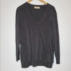 Michael Kors metallic sparkle Vneck sweater